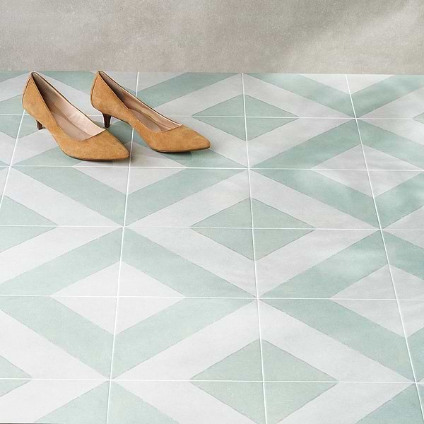 Auteur Diagonals Jewel Sage Green 9x9 Matte Porcelain Tile