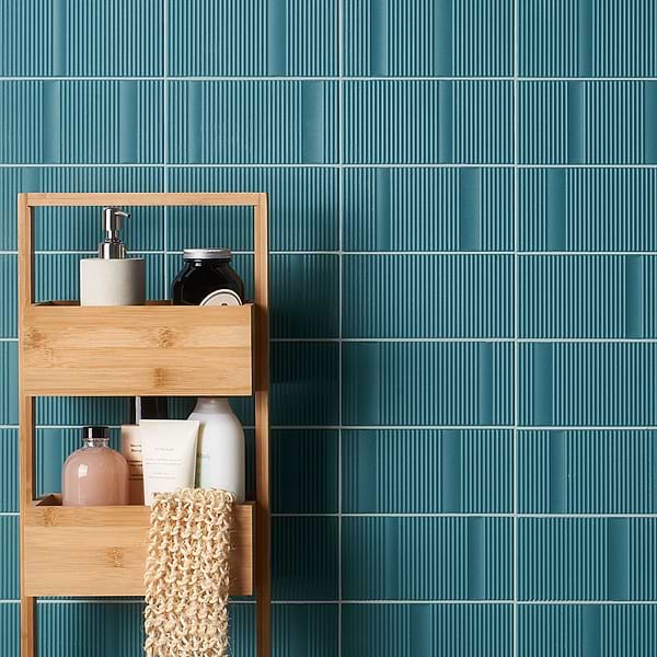 Division Aqua Teal Green 8x16 Fluted 3D Matte Ceramic Wall Tile