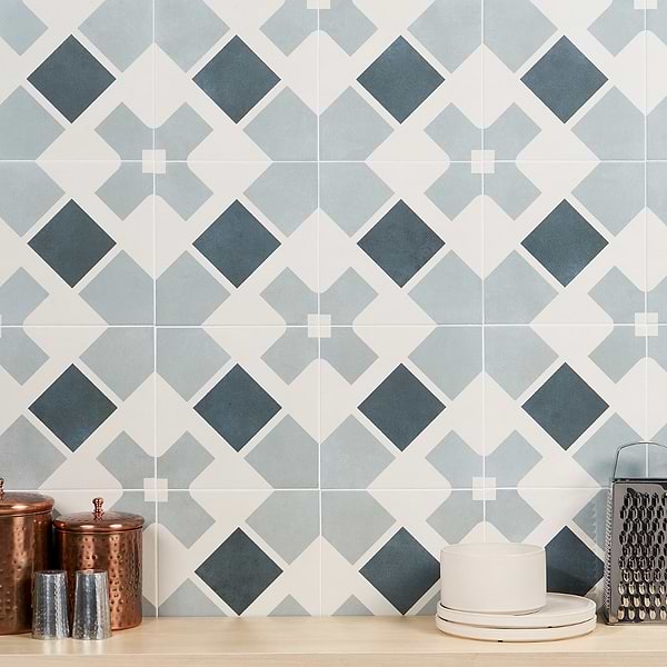 Lapaz White Cross 9x9 Matte Porcelain Tile