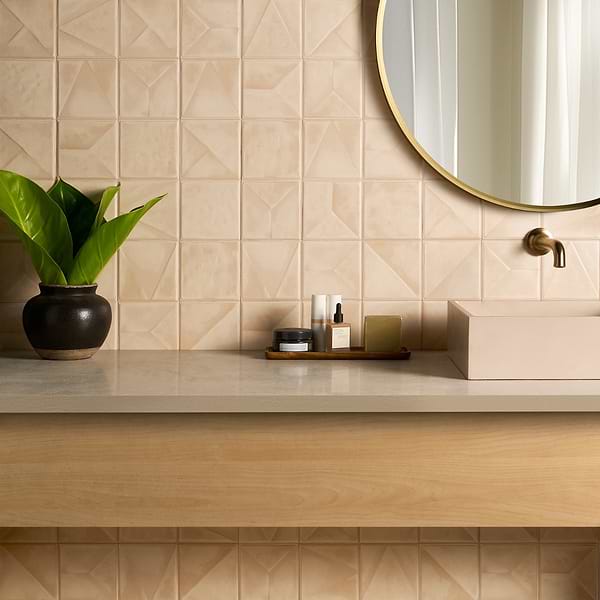 Stacy Garcia Valenova Deco Sand Beige 5x5 Textured Matte Ceramic Tile
