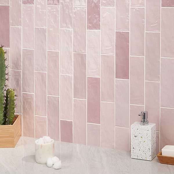 Portmore Pink 3x8 Glossy Ceramic Subway Tile