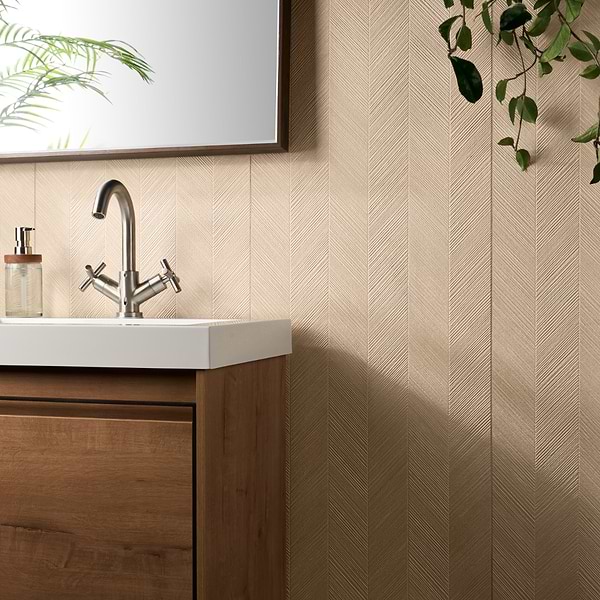 Briona Almond Brown 18x48 Textured Wood Look Matte Ceramic Tile