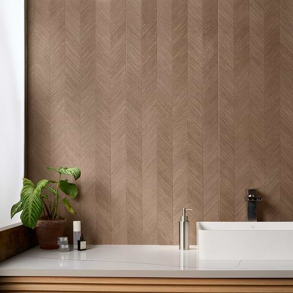 Briona Cherry Brown 18x48 Textured Wood Look Matte Ceramic Tile