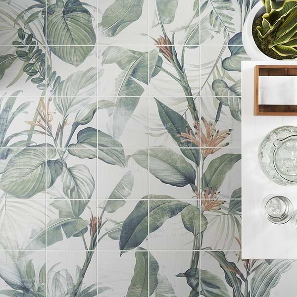 Angela Harris Wilder Spring Leaves Mural 8x8 Matte Porcelain Tile