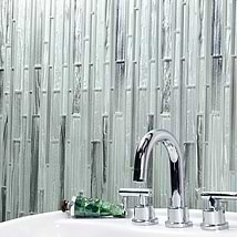 Mangata Glacial November Skies Gray Planks Glass Mosaic Tile
