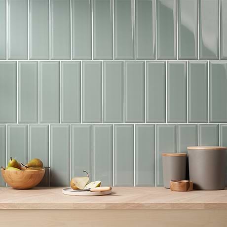 Rise Sage Green 4x12 Beveled Glossy Ceramic Subway Tile