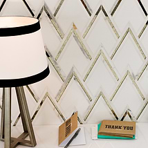 VZAG Calacatta White Marble & Antique Mirror 6" Polished Mosaic Tile by Vanessa Deleon