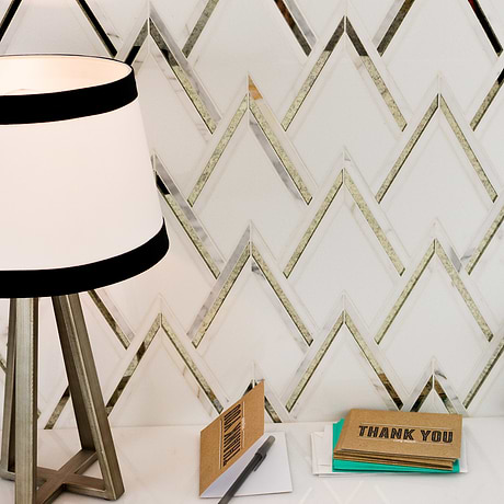 Waterjet Marble + Glass Tile for Backsplash,Kitchen Wall,Bathroom Wall,Shower Wall