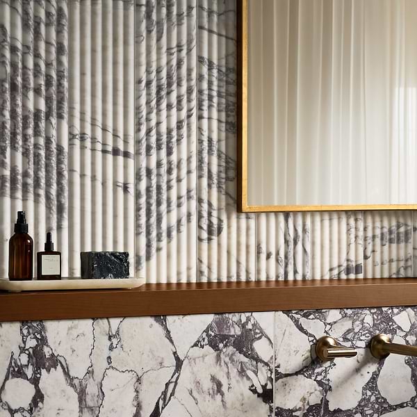 Calacatta Viola Premium Fluted 6x24 3D Honed Marble Tile