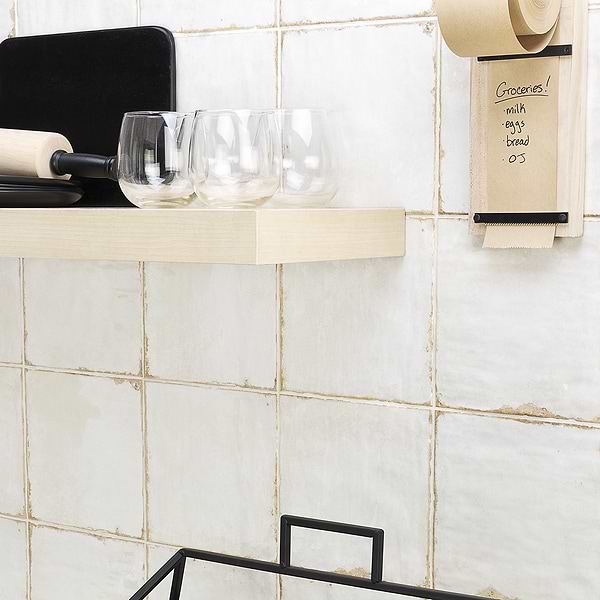 Angela Harris Dunmore Blanco 8x8 Polished White Ceramic Wall Tile
