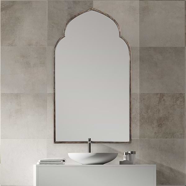 Rialto Kasbah Bronze 22x38" Framed Arched Mirror