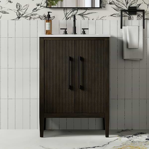 Juelle Chocolate Oak 24" Single Vanity with Cultured Marble Top