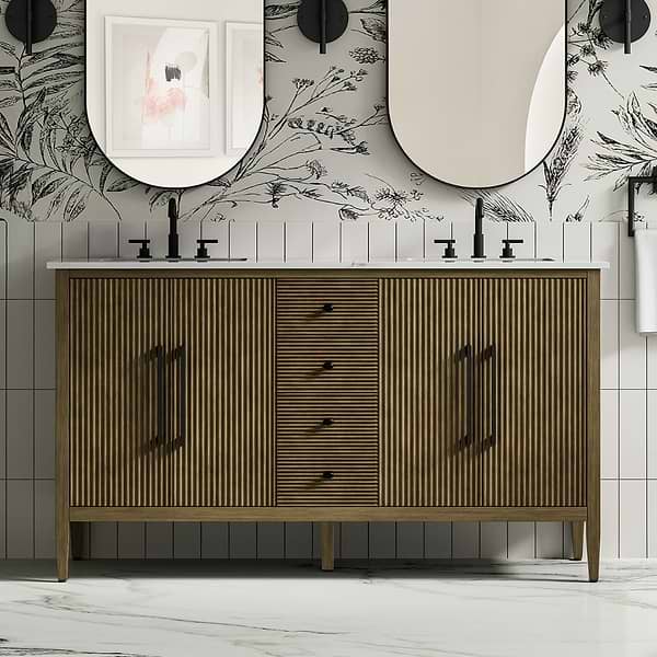 Juelle Hazel Oak 60" Double Vanity with Cultured Marble Top