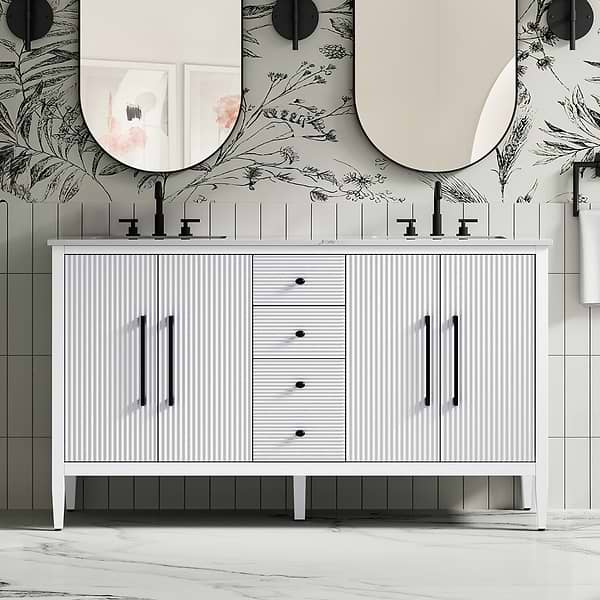 Juelle White 60" Double Vanity with Cultured Marble Top