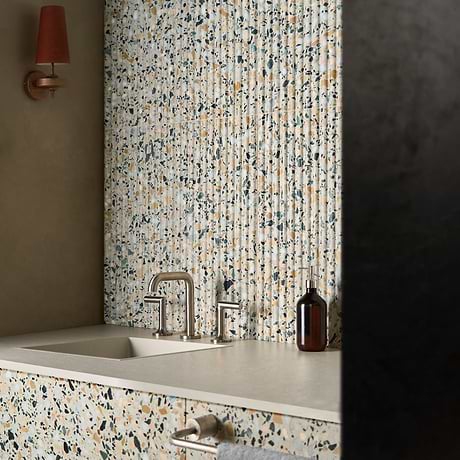 Terrazzo Italy Fluted Cava Terra Beige 12x24 Honed Terrazzo Tile