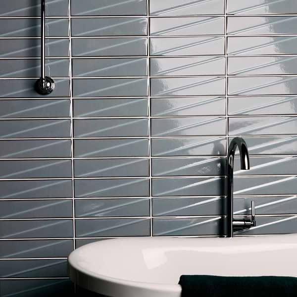 Axelle Misty Gray 3x12 3D Glossy Ceramic Subway Tile