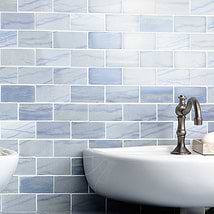 Disco-Blue Macauba 2x4 Polished Marble Mosaic Tile