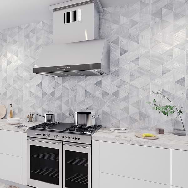 Verin Gray Polished Marble and Brass 6x6 Mosaic Tile
