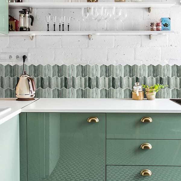 Maya Chevron Sage Mosaic Tile 