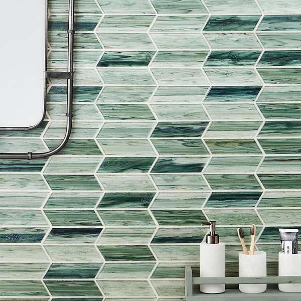 Maya Chevron Sage Mosaic Tile 