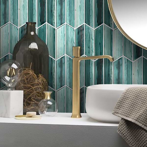 Maya Chevron Teal Mosaic Tile