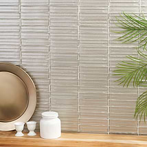 Maya Stacked Dawn Beige 1x5 Polished Glass Mosaic Tile