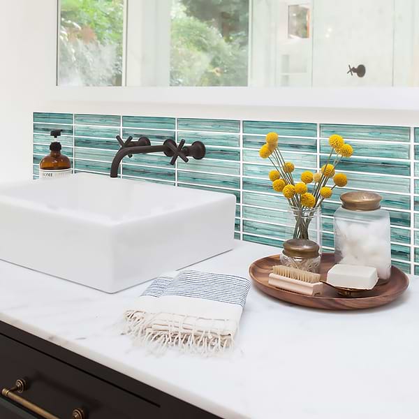 Maya Stacked Teal Mosaic Tile