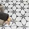 Evangeline Black & White Polished Marble Mosaic; in Black + White  Black Marble + Calacatta; for Backsplash, Bathroom Floor, Bathroom Wall, Commercial Floor, Floor Tile, Kitchen Floor, Kitchen Wall, Outdoor Wall, Shower Floor, Shower Wall, Wall Tile; in Style Ideas Mid Century, Transitional