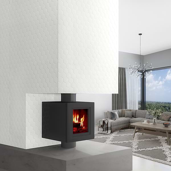 Nabi Hexagon Glacier White 3" Crackled Glossy Glass Mosaic Tile