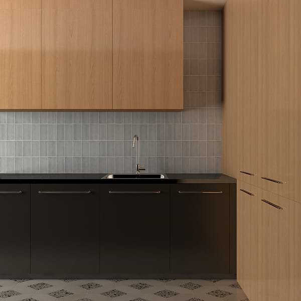 Nabi Subway Arctic Blue 4.5x9 Fluted Ridged Crackled Glossy Glass Tile