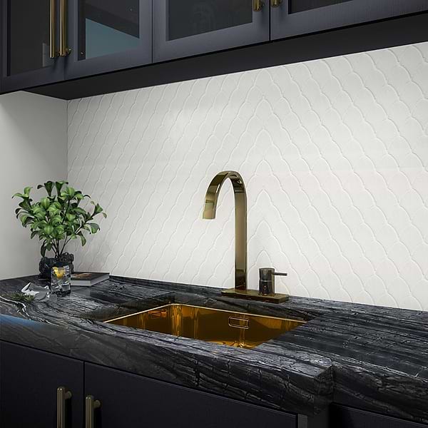Nabi Fishscale Glacier White 3x4" Crackled Glossy Glass Mosaic Tile