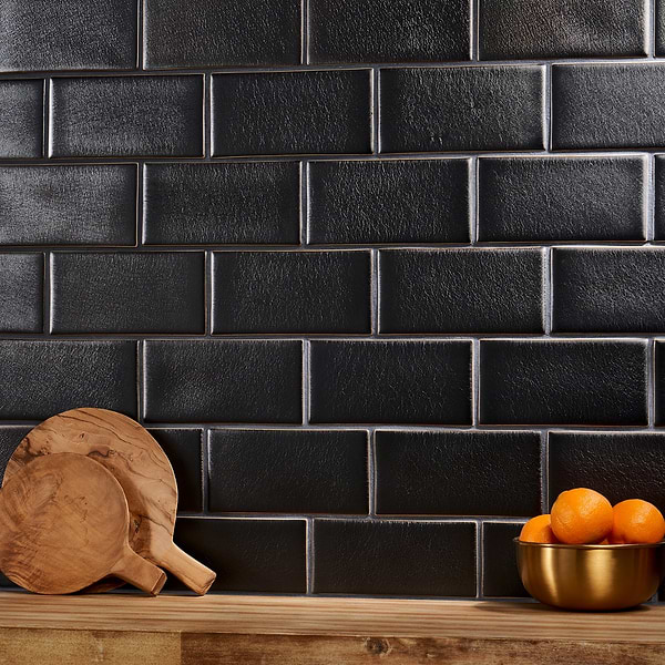 Disco-Nabi Gunmetal 3x6 Crackled Glass Wall Tile