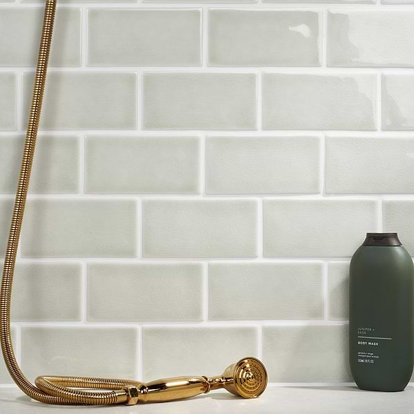 Nabi Subway Tundra Gray 3x6 Crackled Glossy Glass Tile