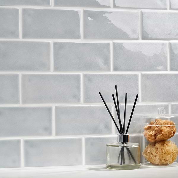 Nabi Subway Arctic Blue 3x6 Crackled Glossy Glass Tile