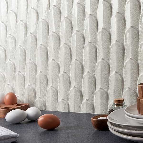 Nabi Quill Tundra Gray 2x5 3D Crackled Glossy Glass Mosaic Tile