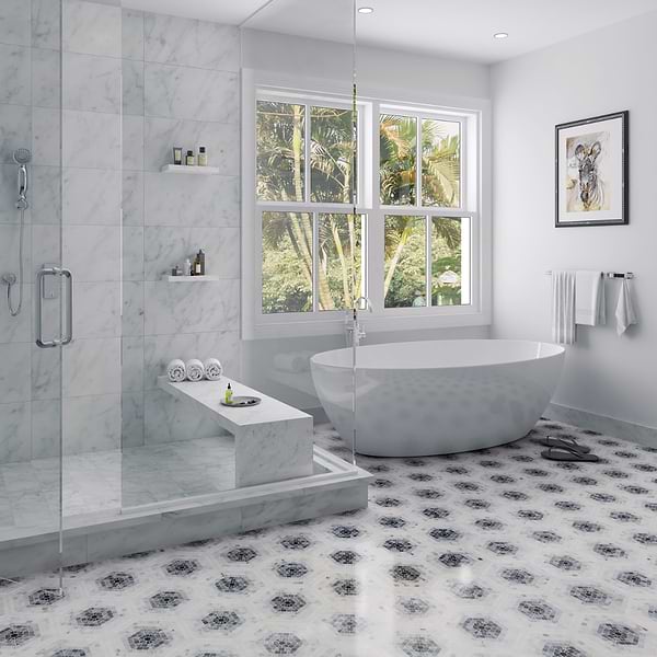 Ako Grigio Gray 6" Hexagon Marble Micro Mosaic Tile