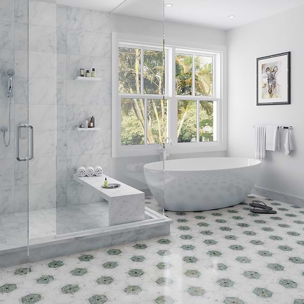 Ako Verde Green 6" Hexagon Marble Micro Mosaic Tile