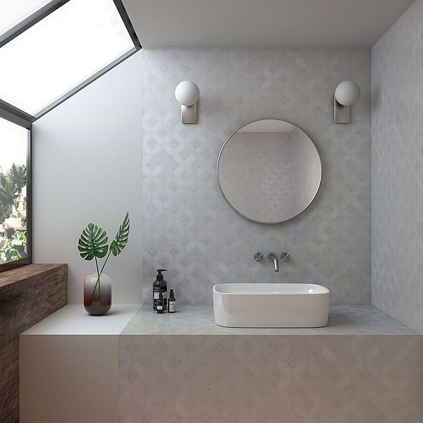 Cleopatra Diamond Salt White Terrazzo and Bianco White Marble Polished Mosaic Tile