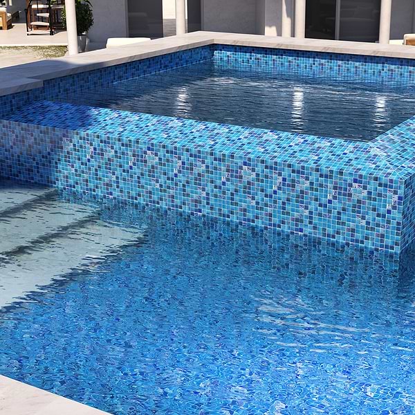 Fairy Blue 2x2 Polished Glass Mosiac Tile