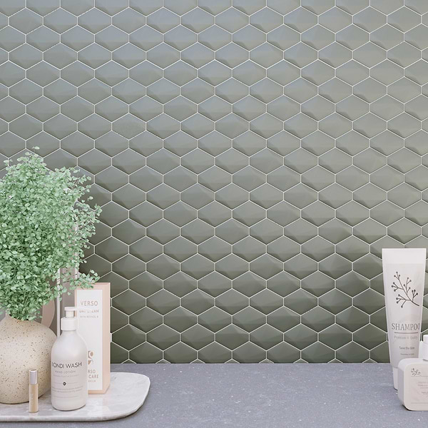 Brookline Diamond Warm Gray Glossy 3x4 Ceramic Mosaic Tile