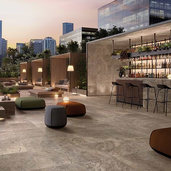 Paleo Travertine Silver 24x24 Textured Porcelain 2CM Outdoor Paver