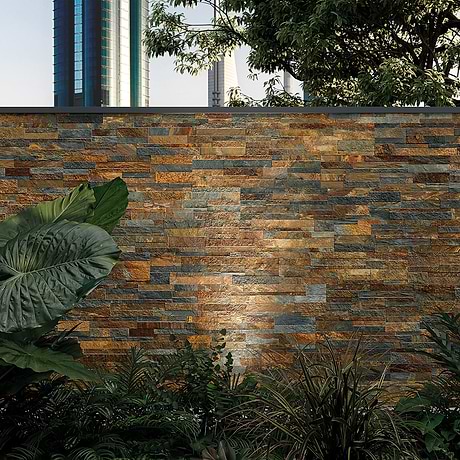 Rugged Stacked Slate Multi Dark 6x24 Matte Porcelain Ledger Stone Veneer