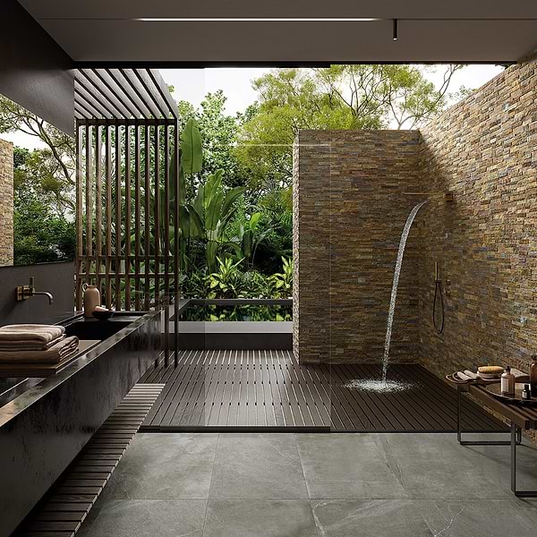Rugged Stacked Slate Multi Light 6x24 Matte Porcelain Ledger Stone Veneer