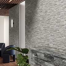 Rugged Stacked Quartzite White 6x24 Matte Porcelain Ledger Stone Veneer