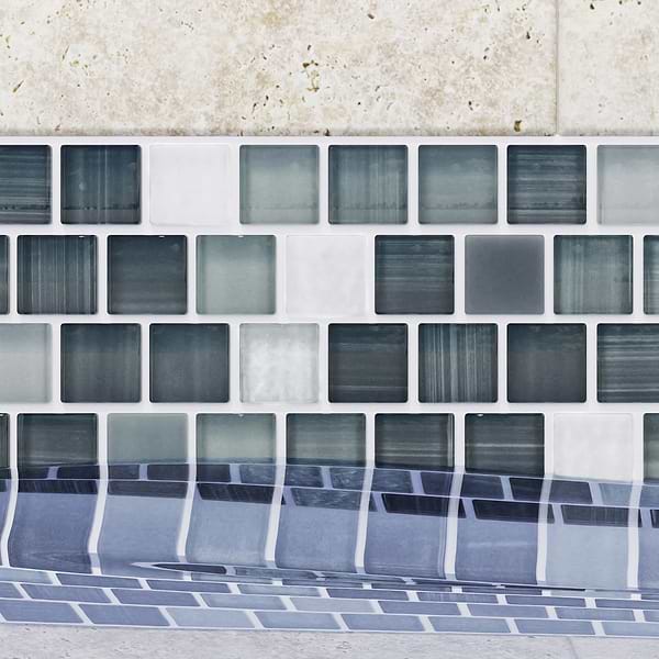 Watercolors Twilight Gray 1x1 Glass Mosaic