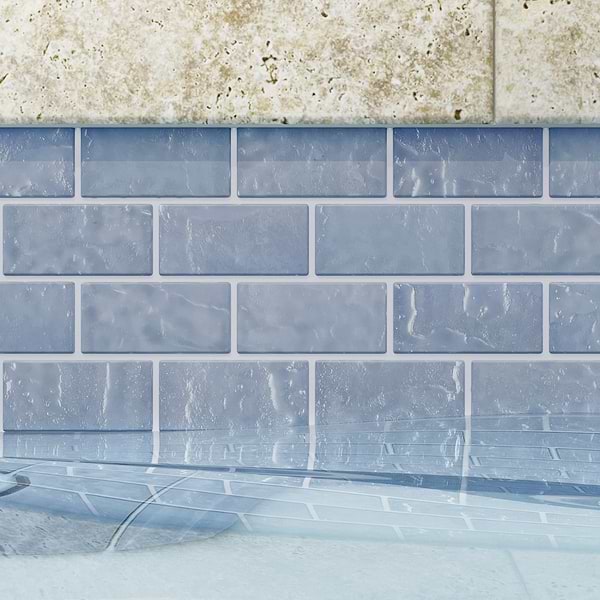 Watercolors Iridescent Light Blue 1X2 Brick Glass Mosaic