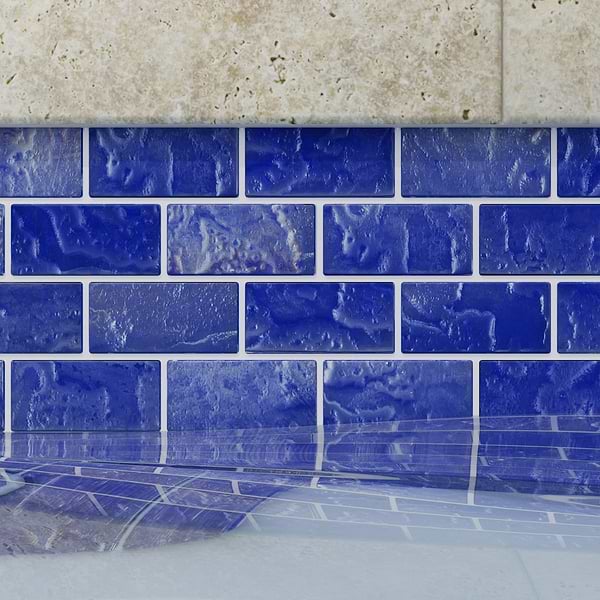 Watercolors Iridescent Sea Blue 1X2 Brick Glass  Mosaic
