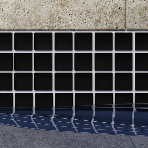 Watercolors Black 1x1 Glass Mosaic