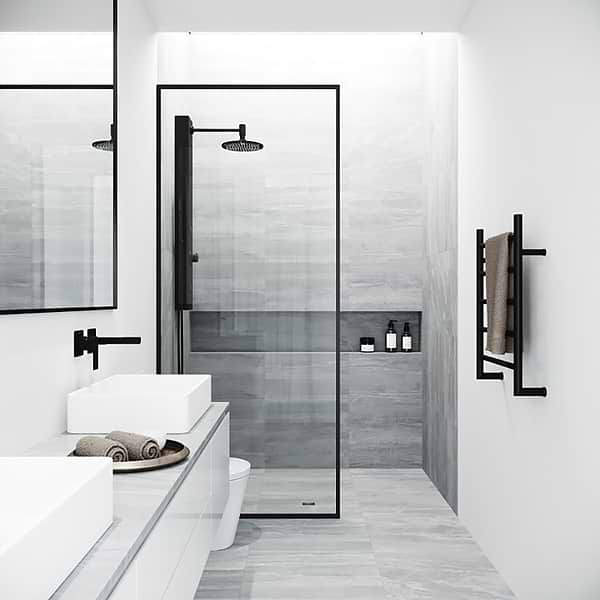 Finestra 34x74" Reversible Fixed Shower Door with Clear Glass in Matte Black