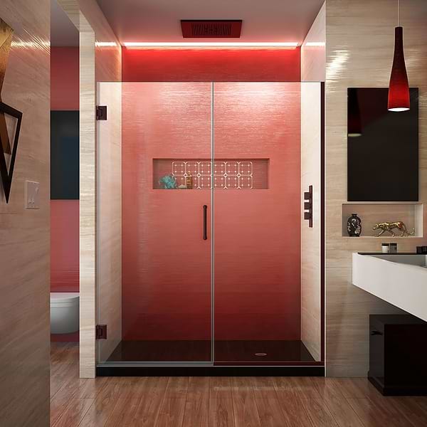 DreamLine Unidoor Plus 59.5-60x72" Reversible Hinged Shower Alcove Door with Clear Glass in Oil Rubbed Bronze